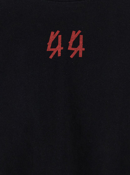 44 Label Group Men Black Crewneck T-Shirt With Logo On The Front And Maxi Logo On The Rear In Cotton Man