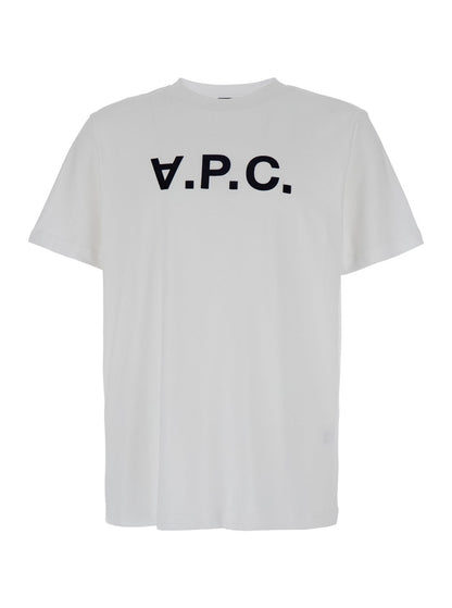 A.P.C. Men White Oversized T-Shirt With Apc Print In Cotton Man