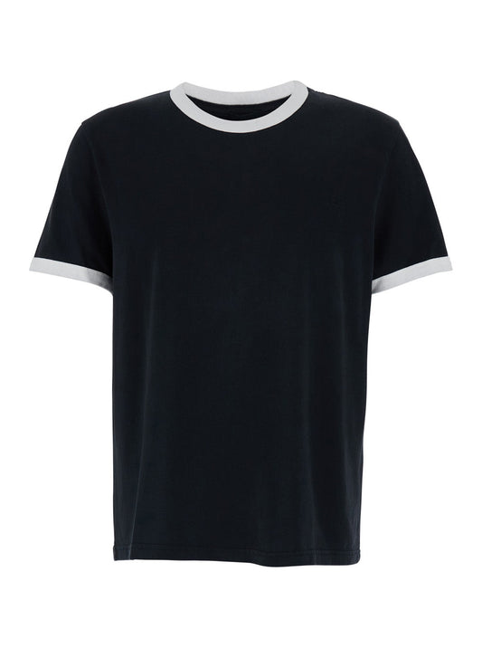 A.P.C. Men Black Crewneck T-Shirt With Contrasting Details In Cotton Man