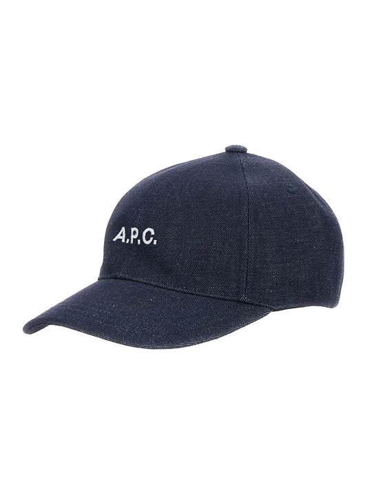 A.P.C. Men Blue Baseball Cap With Logo Lettering On The Front In Cotton Man