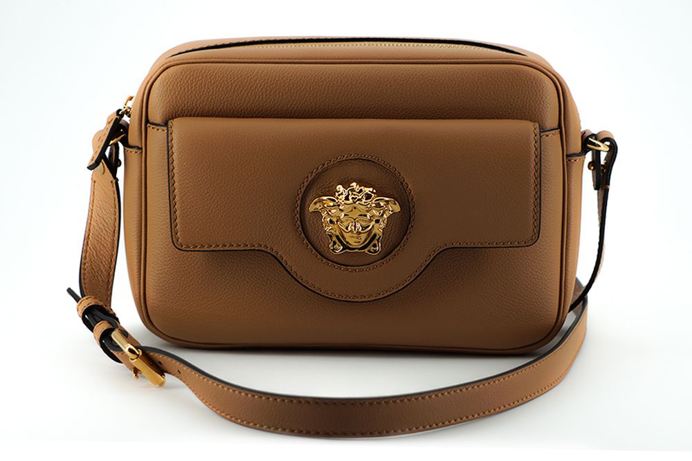 Versace Brown Calf Leather Camera Shoulder Women's Bag