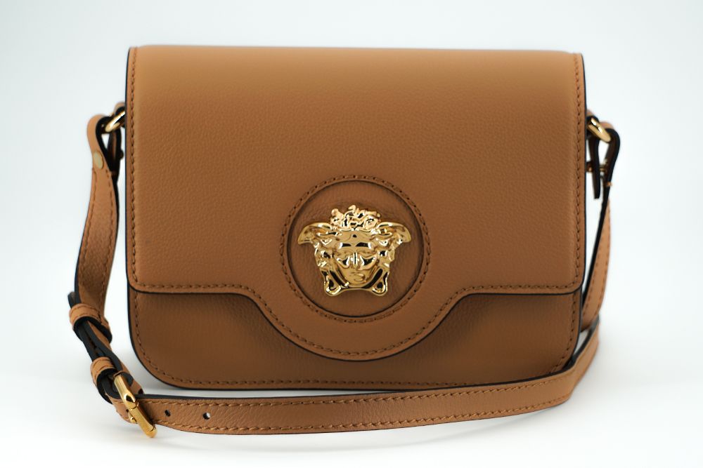 Versace Brown Calf Leather Shoulder Women's Bag