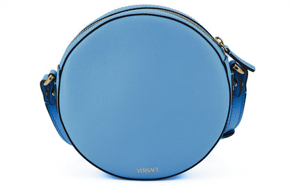Versace Blue Calf Leather Round Disco Shoulder Women's Bag
