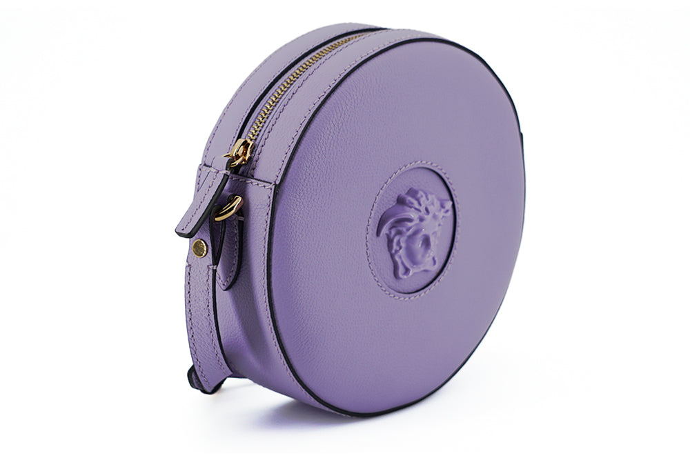 Versace Purple Calf Leather Round Disco Shoulder Women's Bag