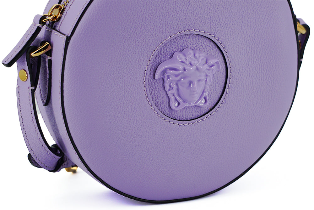 Versace Purple Calf Leather Round Disco Shoulder Women's Bag