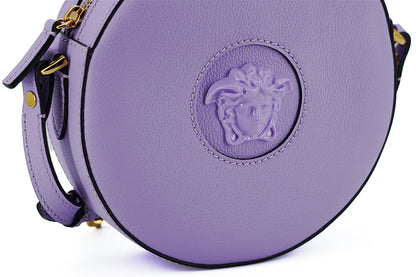 Versace Purple Calf Leather Round Disco Shoulder Women's Bag