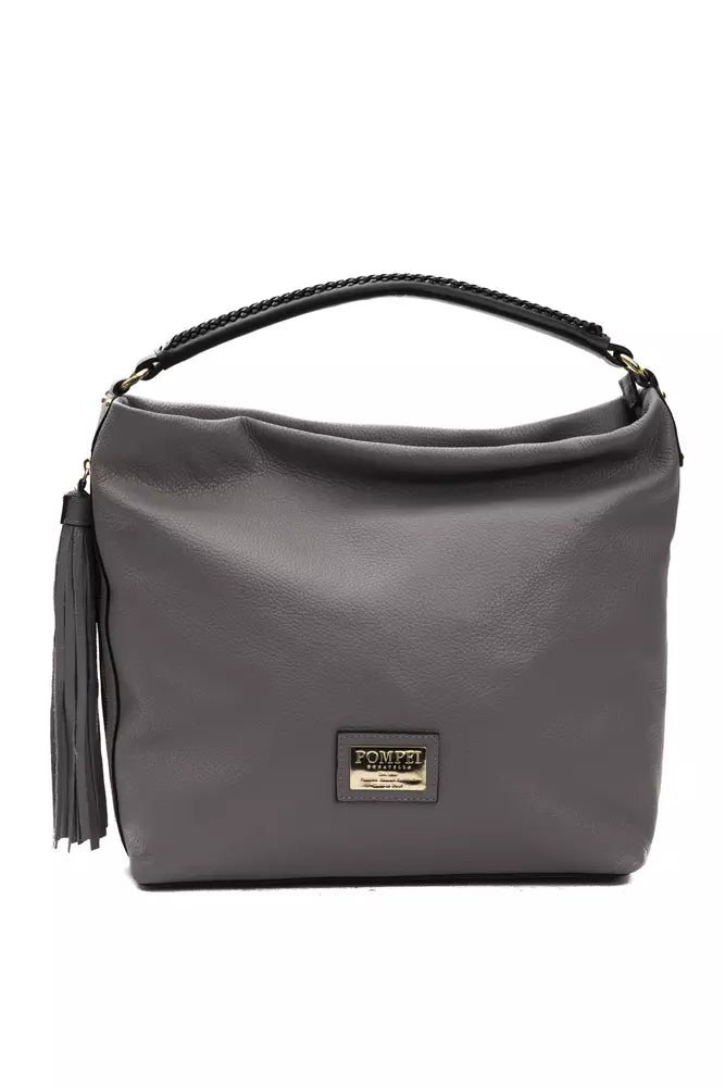 Pompei Donatella Gray Leather Women Shoulder Women's Bag