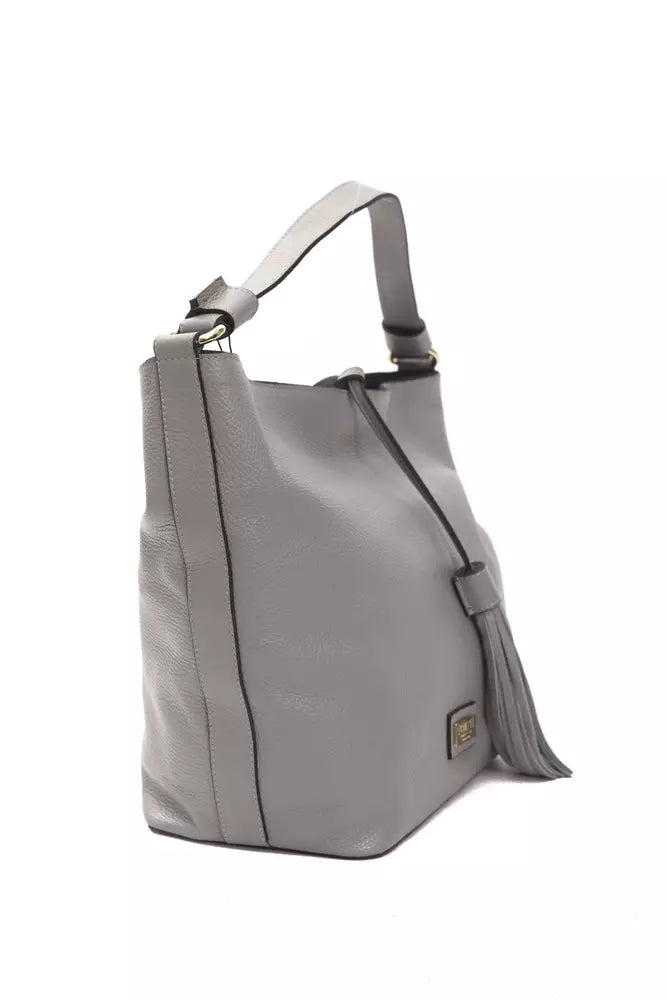 Pompei Donatella Gray Leather Women Shoulder Women's Bag