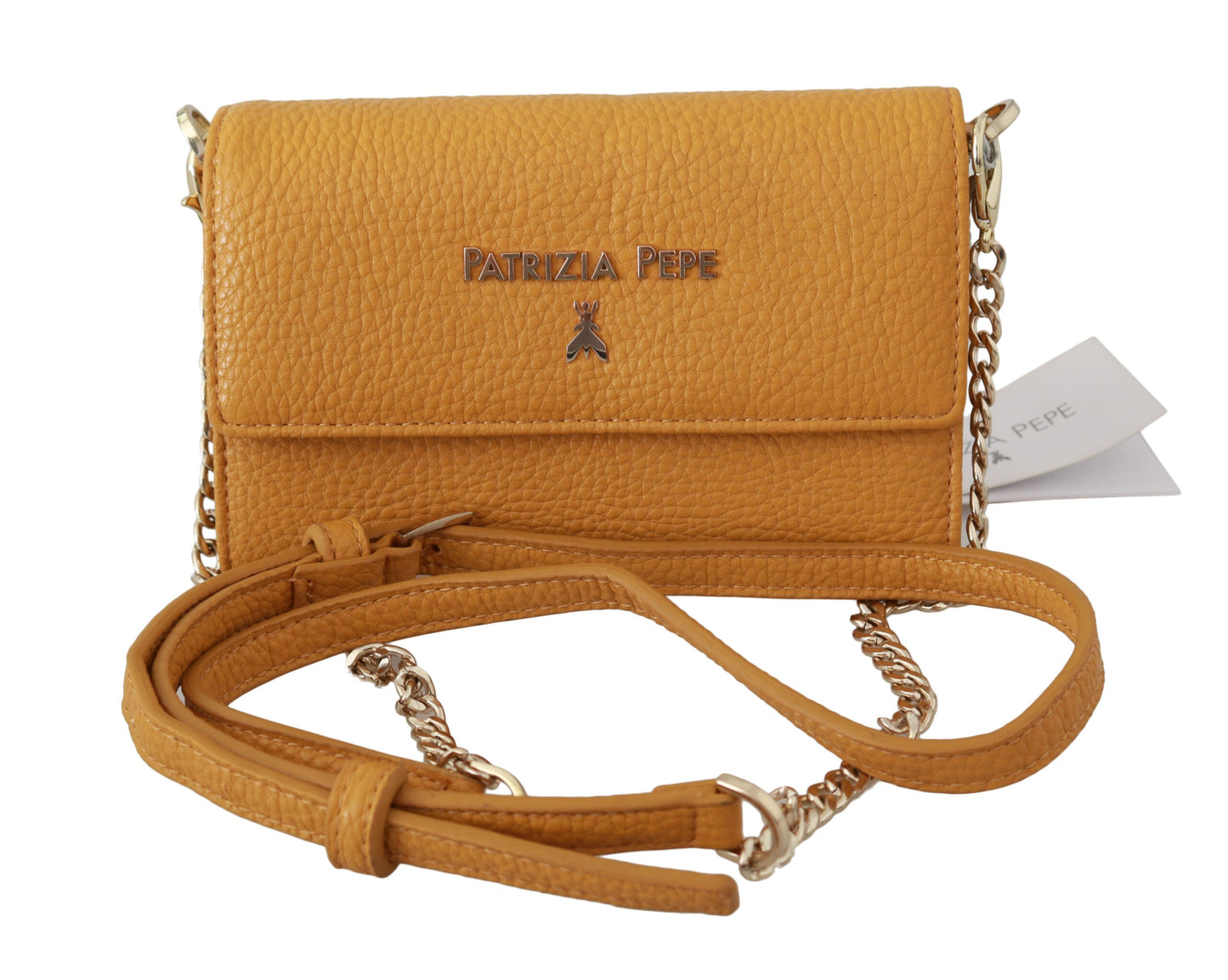 Patrizia Pepe Yellow Logo Leather Shoulder Strap Sling Women's Bag