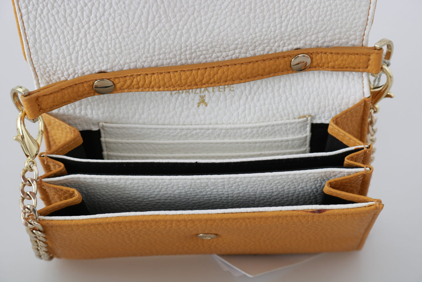 Patrizia Pepe Yellow Logo Leather Shoulder Strap Sling Women's Bag