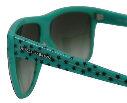Dolce & Gabbana Green Stars Acetate Square Shades Women's Sunglasses