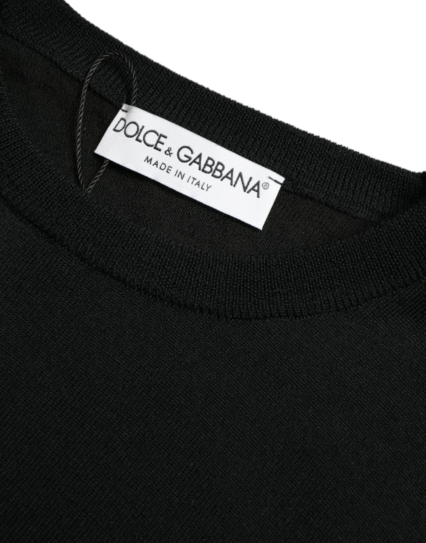 Dolce & Gabbana Black Wool Round Neck Pullover Men's Sweater