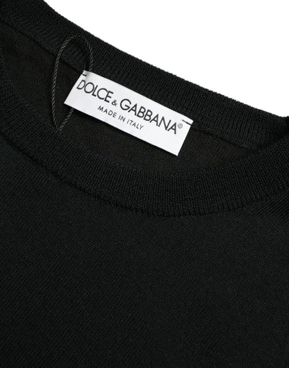 Dolce & Gabbana Black Wool Round Neck Pullover Men's Sweater