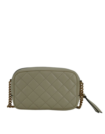 Versace White Lamb Leather Small Camera Crossbody Women's Bag
