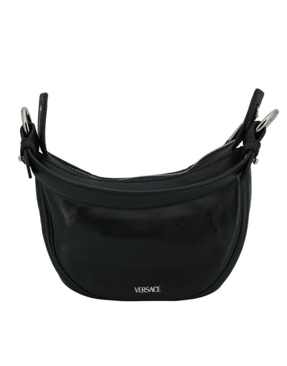 Versace Black Calf Leather Hobo Mini Shoulder Women's Bag