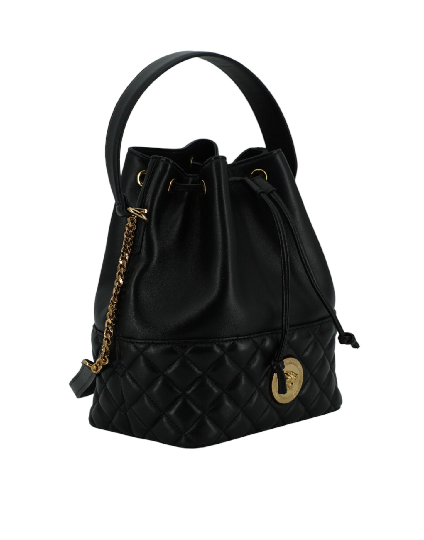 Versace Black Lamb Leather Bucket Shoulder Women's Bag