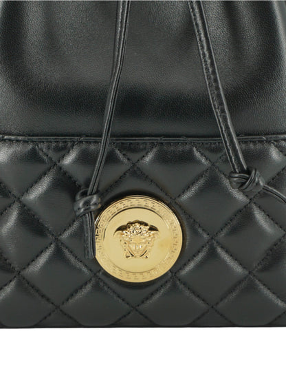 Versace Black Lamb Leather Bucket Shoulder Women's Bag
