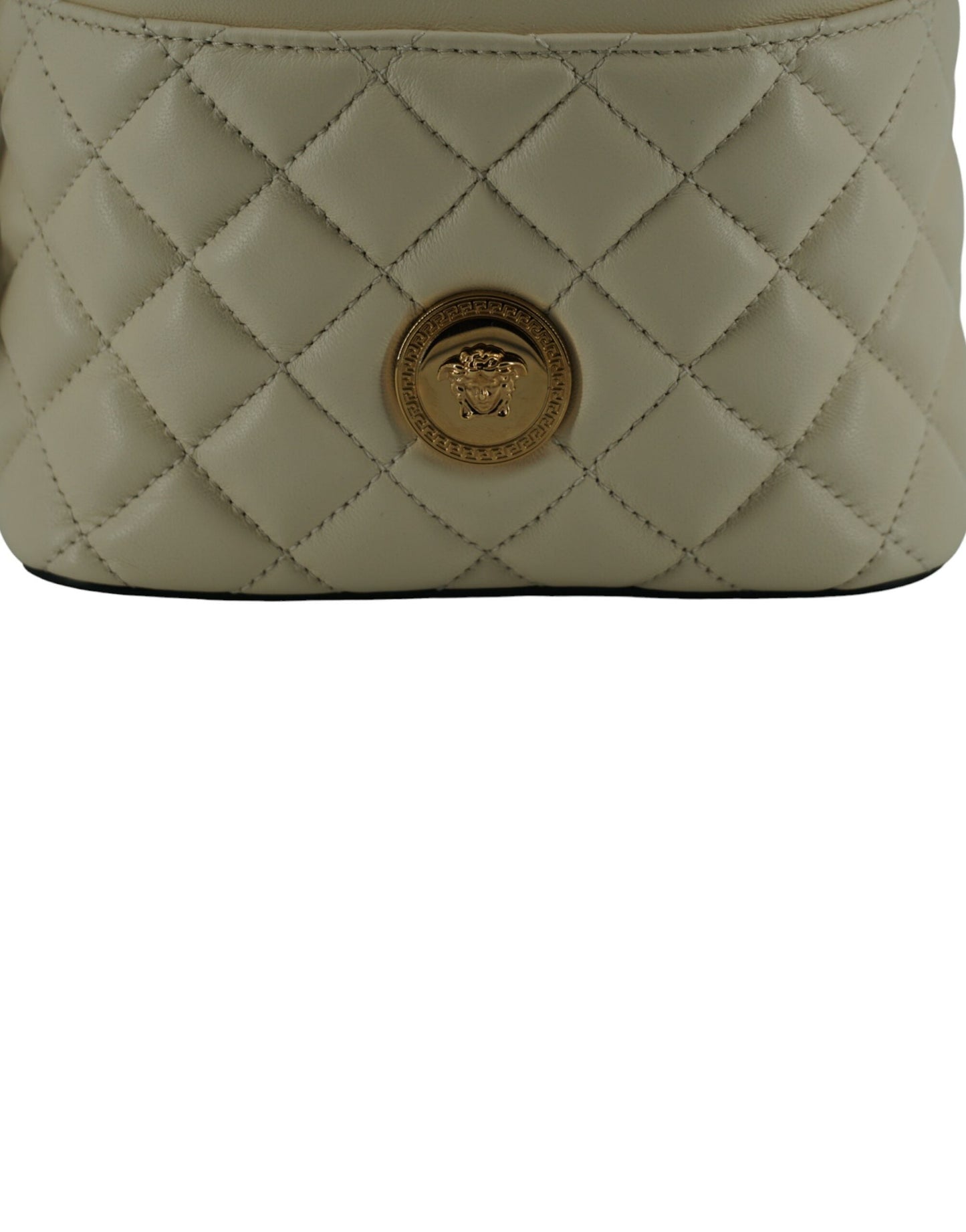 Versace White Lamb Leather Small Bucket Shoulder Women's Bag