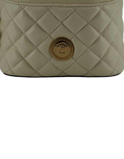 Versace White Lamb Leather Small Bucket Shoulder Women's Bag
