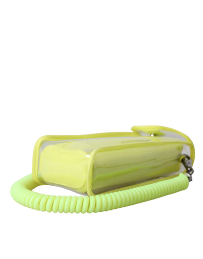 Dolce & Gabbana Yellow Green Plastic DG Logo Neck Strap Cardholder Women's Wallet