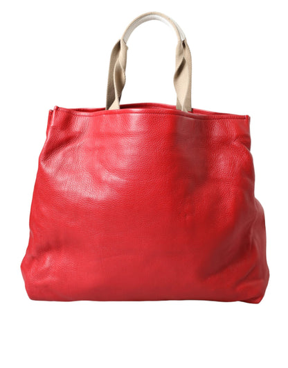 Dolce & Gabbana Red Leather #DGFamily Patch Shopping Tote Women's Bag