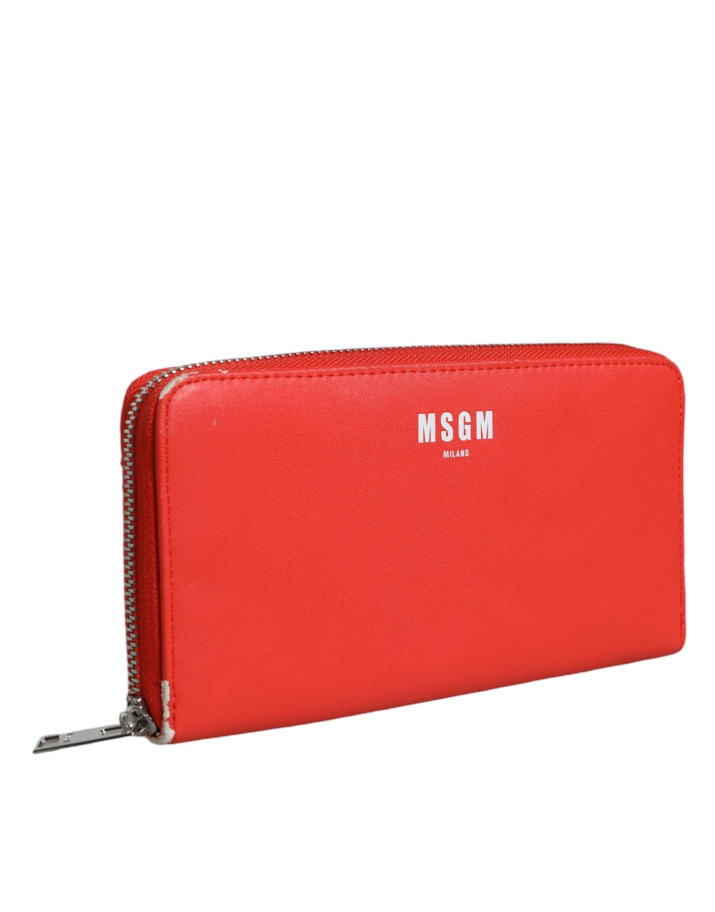 MSGM Red Leather Continental Zip Around Card Holder Bifold Clutch Women's Wallet (Pre-Owned)