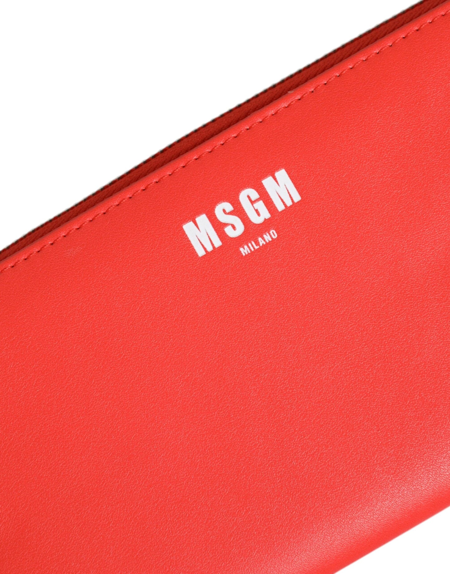 MSGM Red Leather Continental Zip Around Card Holder Bifold Clutch Women's Wallet (Pre-Owned)