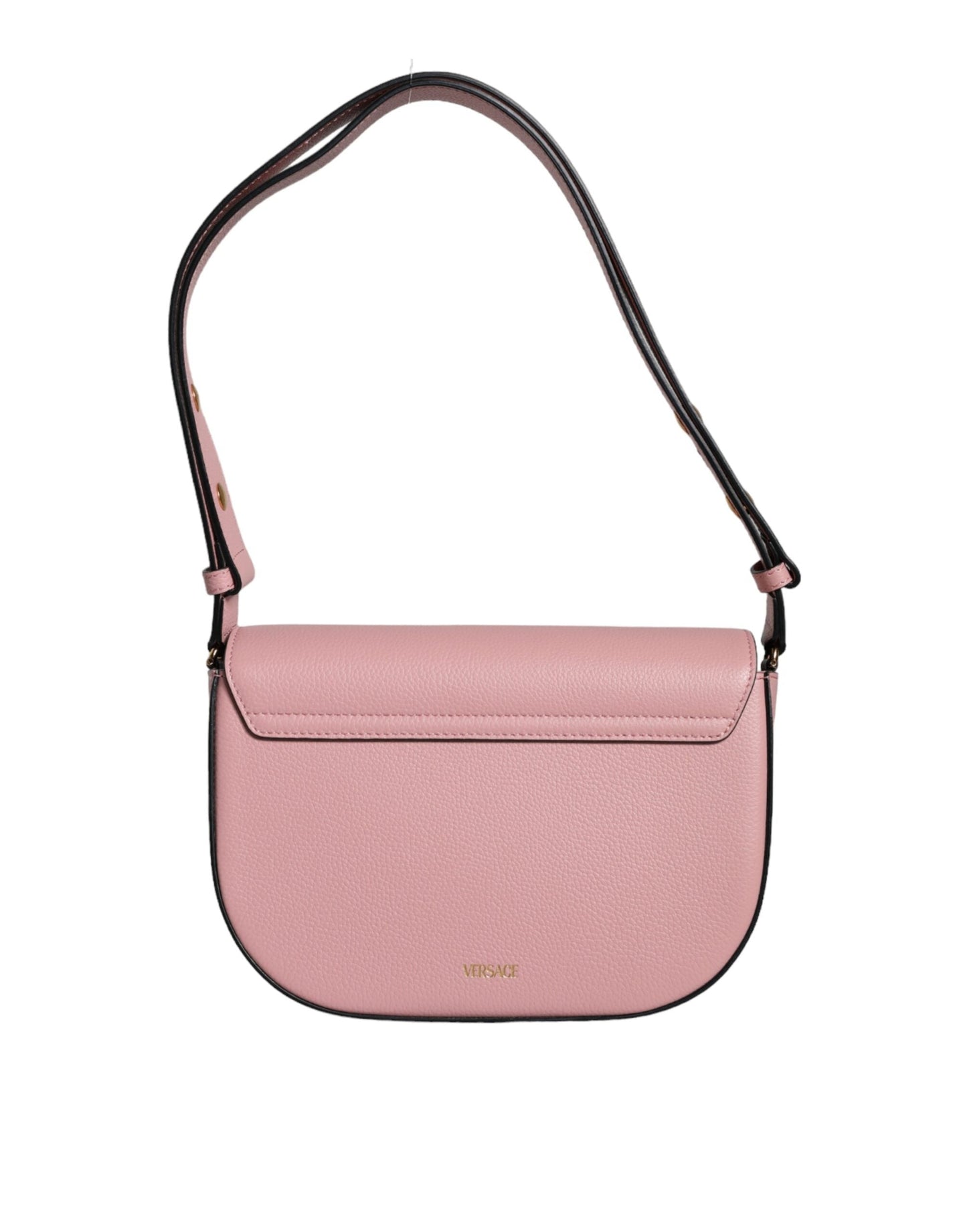 Versace Pink Grainy Calf Leather Logo Crossbody Shoulder Women's Bag