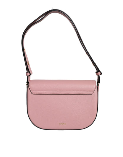 Versace Pink Grainy Calf Leather Logo Crossbody Shoulder Women's Bag