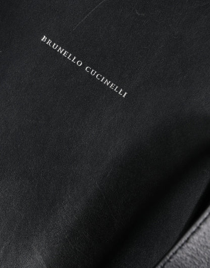 Brunello Cucinelli Black Leather Logo Shoulder Strap Shopping Tote Women's Bag (Pre-Owned)