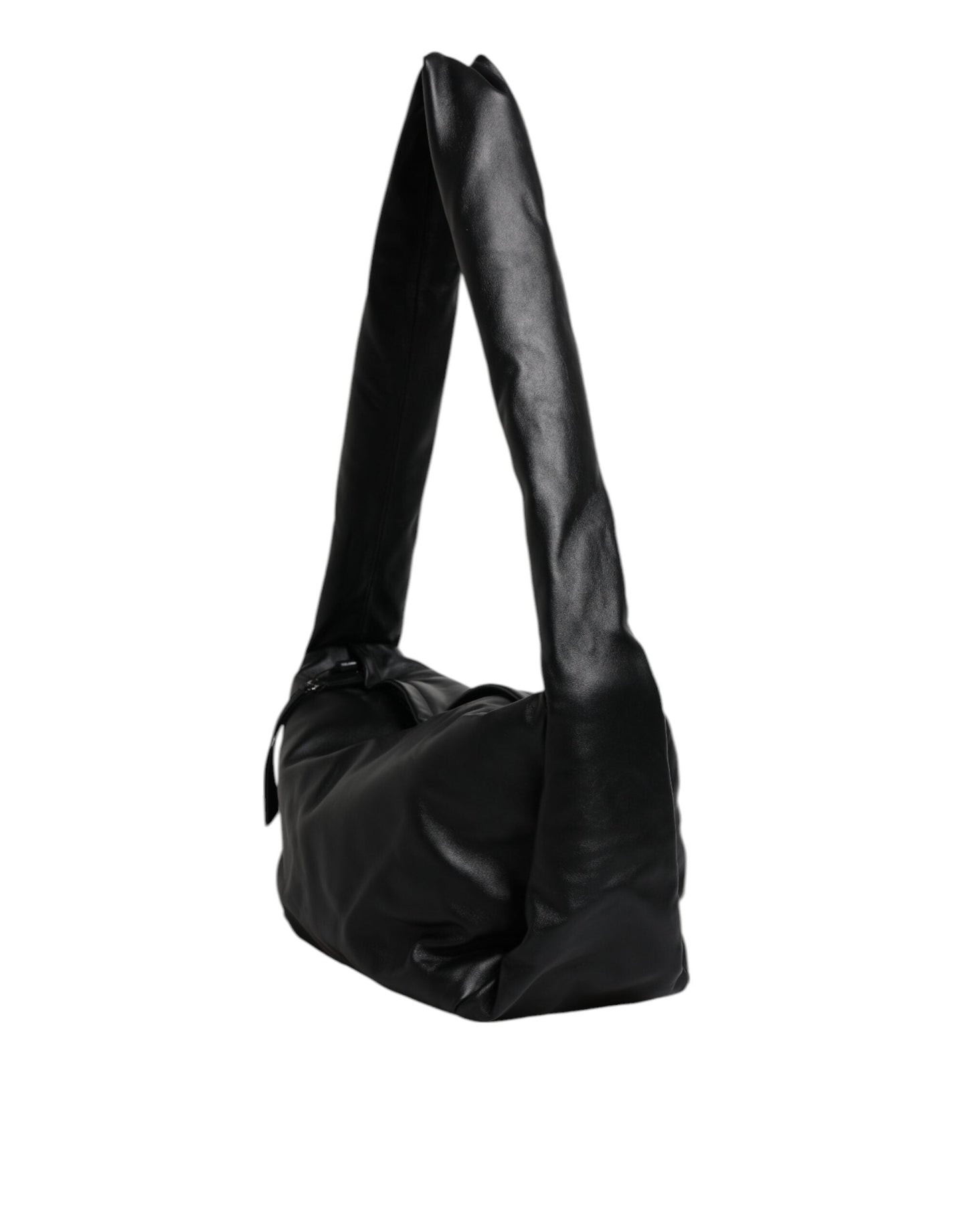 Dolce & Gabbana Black Leather Logo Plaque Shoulder Women's Bag (Pre-Owned)