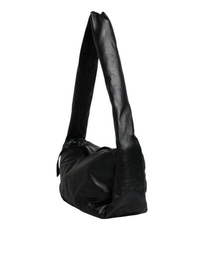 Dolce & Gabbana Black Leather Logo Plaque Shoulder Women's Bag (Pre-Owned)