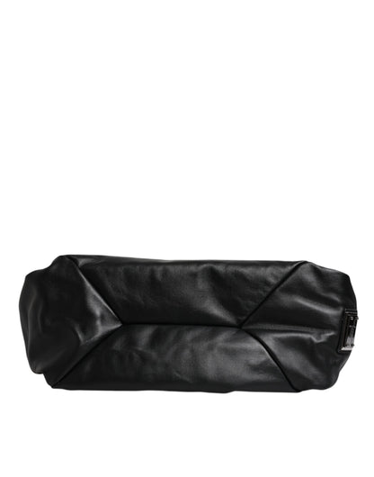 Dolce & Gabbana Black Leather Logo Plaque Shoulder Women's Bag (Pre-Owned)