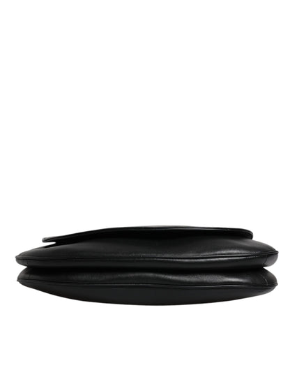 Dolce & Gabbana Black Leather Flap Saddle Shoulder Women's Bag (Pre-Owned)