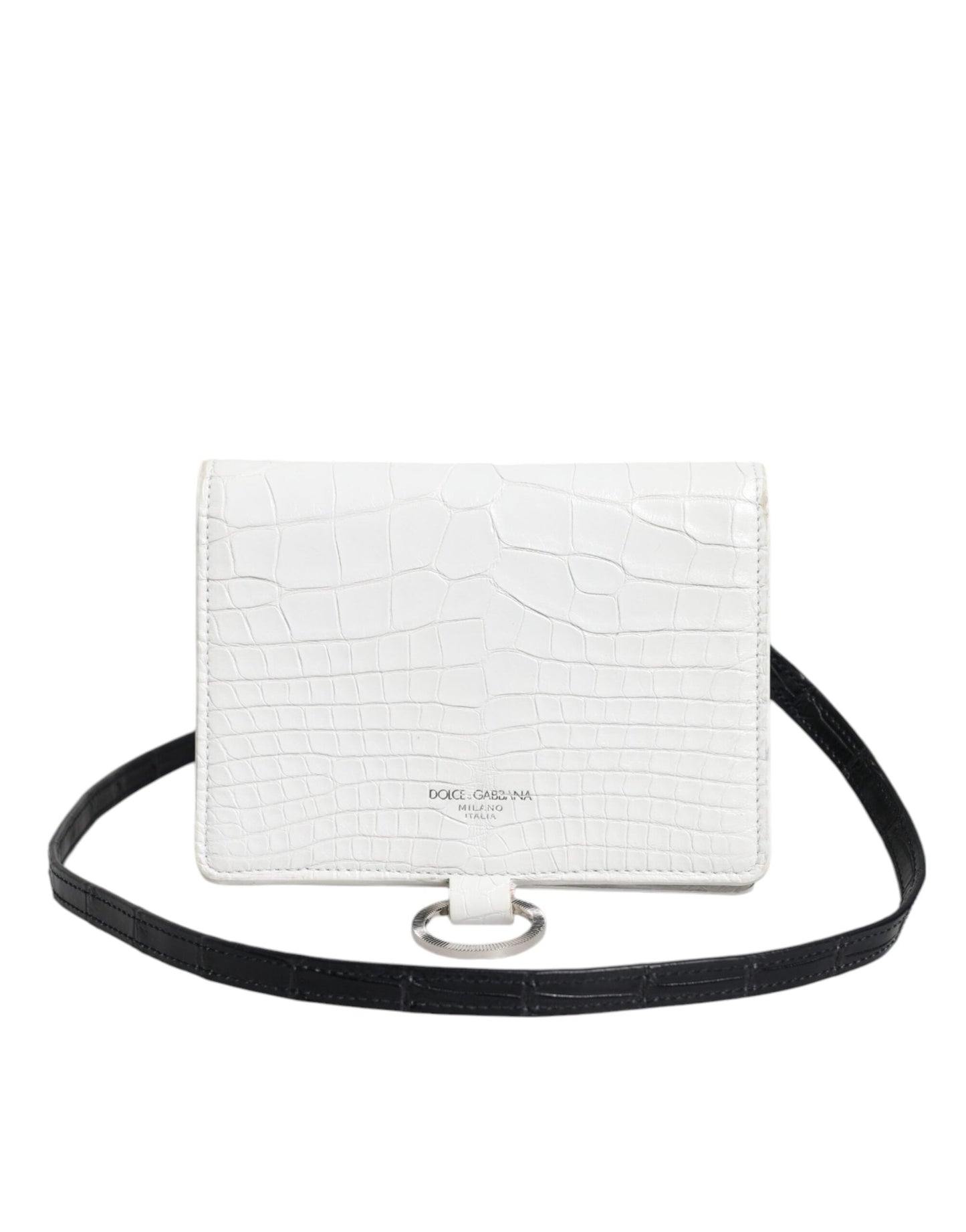 Dolce & Gabbana White Blue Leather Bifold Crossbody Sling Women's Wallet (Pre-Owned)