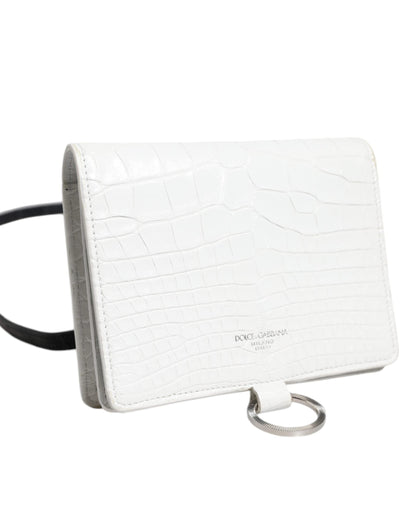 Dolce & Gabbana White Blue Leather Bifold Crossbody Sling Women's Wallet (Pre-Owned)