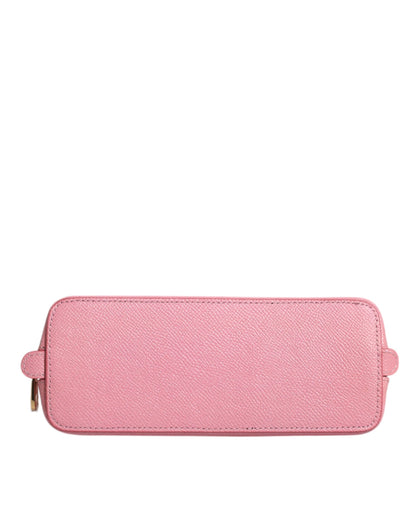 Dolce & Gabbana Pink Leather DG Logo Zip Around Hand Purse Pouch Women's Wallet