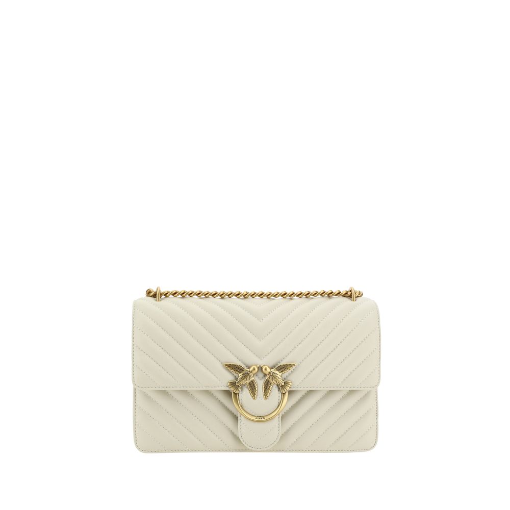 PINKO White Calf Leather Bos Taurus Shoulder Women's Bag