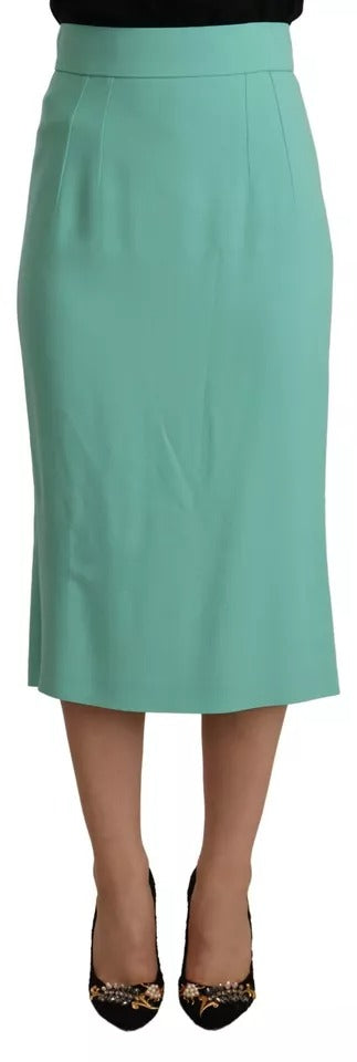 Dolce & Gabbana Mint Green Viscose Pencil Cut Midi Women's Skirt (Pre-Owned)