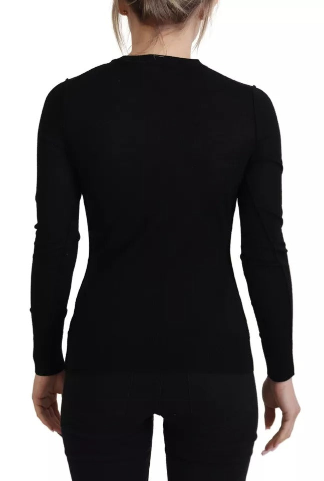 Dolce & Gabbana Black Crewneck Long Sleeves Pullover Women's Sweater (Pre-Owned)
