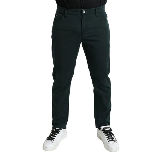 Dolce & Gabbana Green Cotton Stretch Skinny Men Denim Men's Jeans (Pre-Owned)