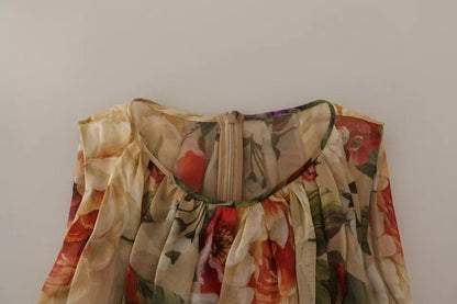 Dolce & Gabbana Beige Floral Sleeveless Round Neck Mini Women's Dress (Pre-Owned)