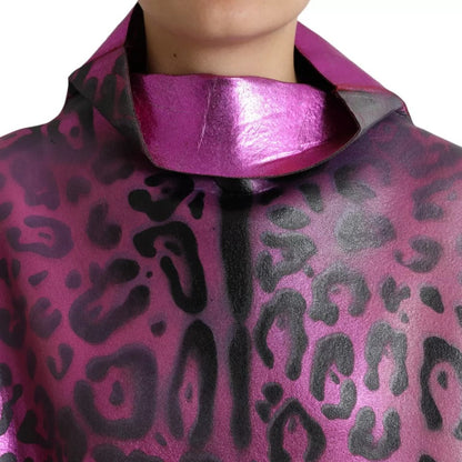 Dolce & Gabbana Pink Leopard Print Polyester Shift Midi Women's Dress (Pre-Owned)