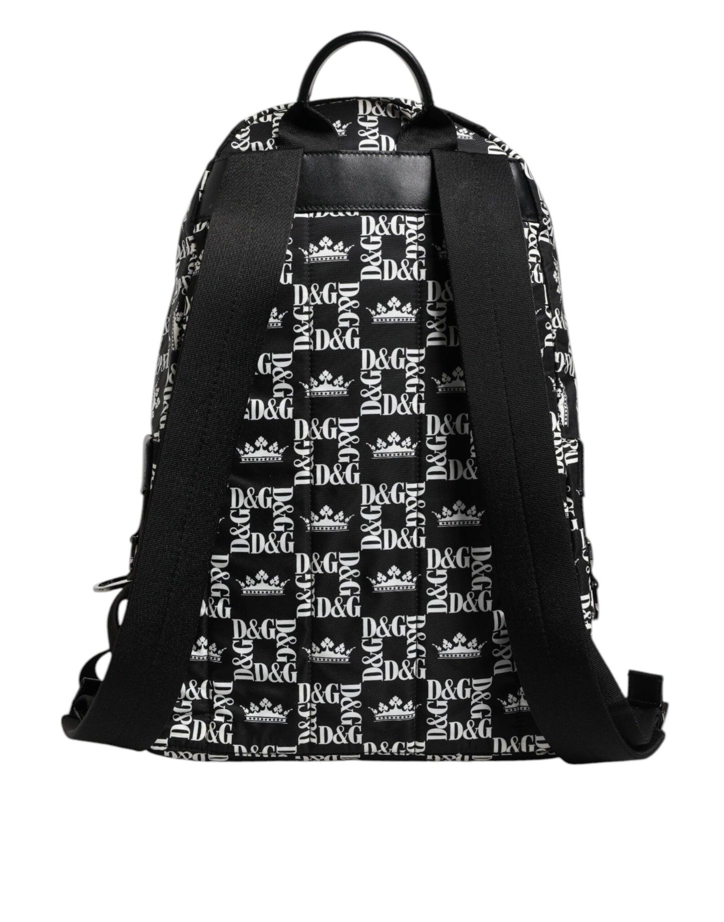 Dolce & Gabbana Black White Crown Printed Nylon School Backpack Men's Bag (Pre-Owned)