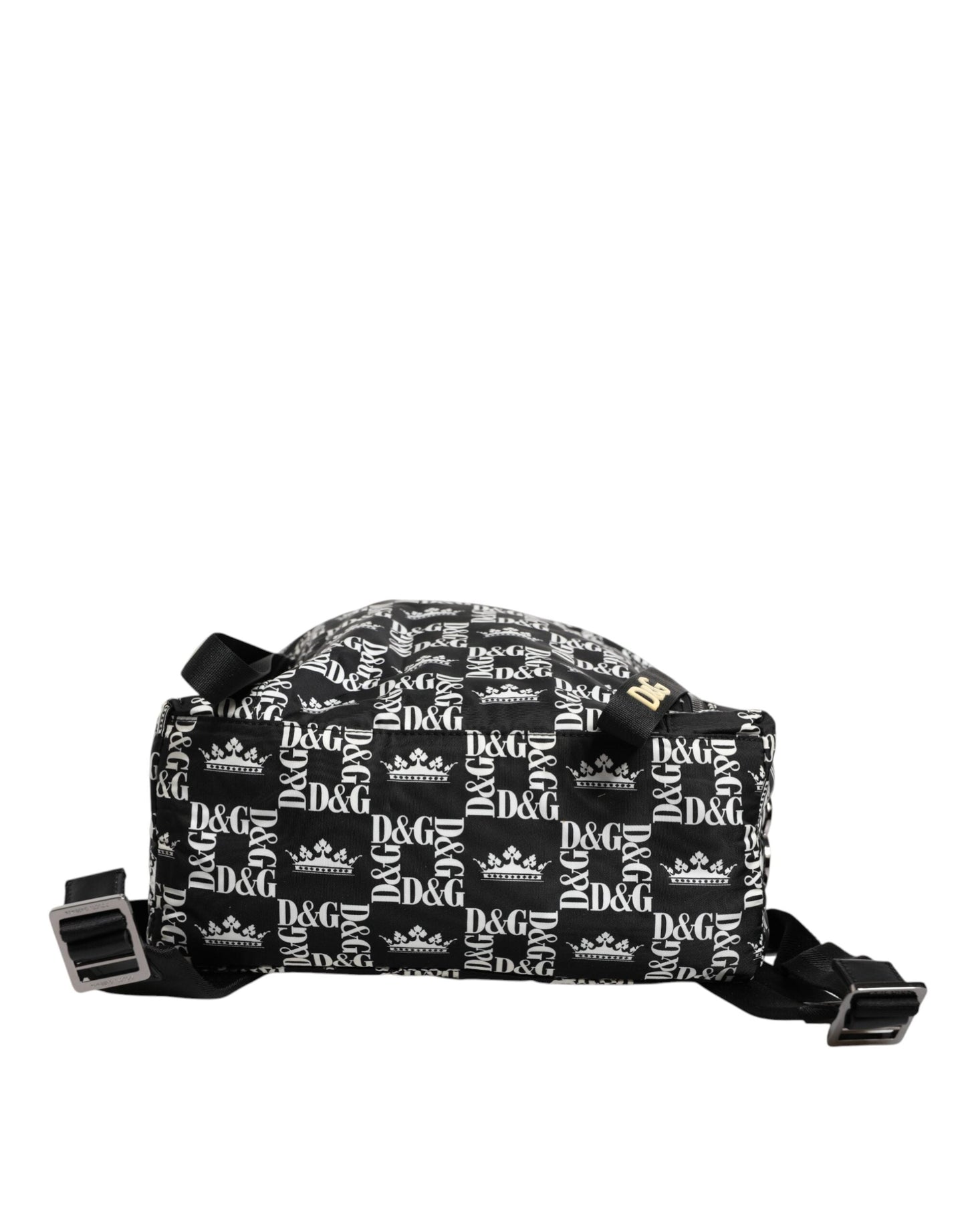 Dolce & Gabbana Black White Crown Printed Nylon School Backpack Men's Bag (Pre-Owned)