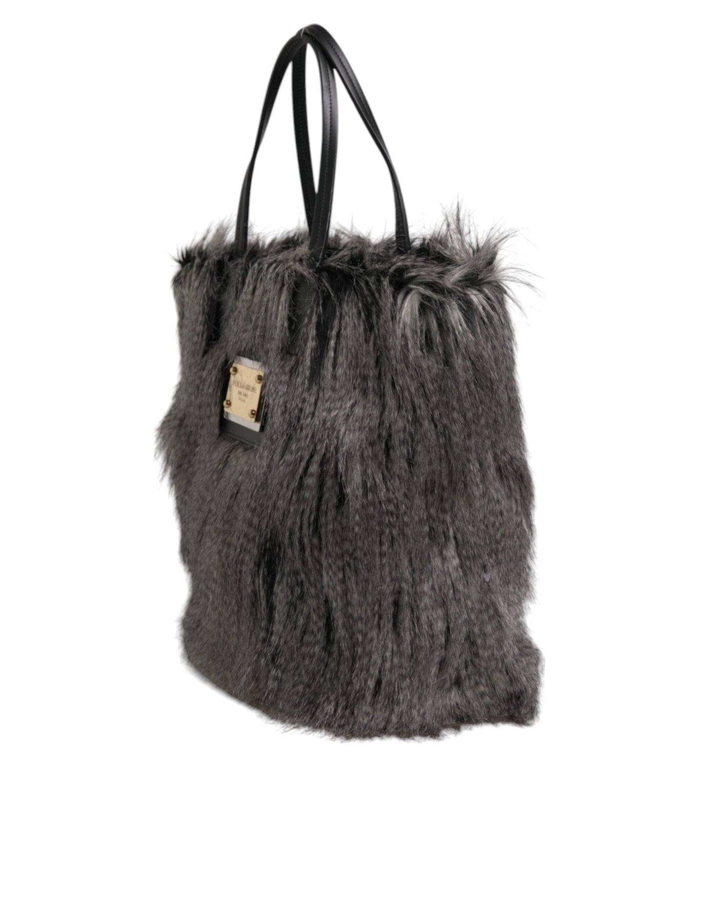 Dolce & Gabbana Black Oversize Faux Fur Shopping Tote Women's Bag (Pre-Owned)