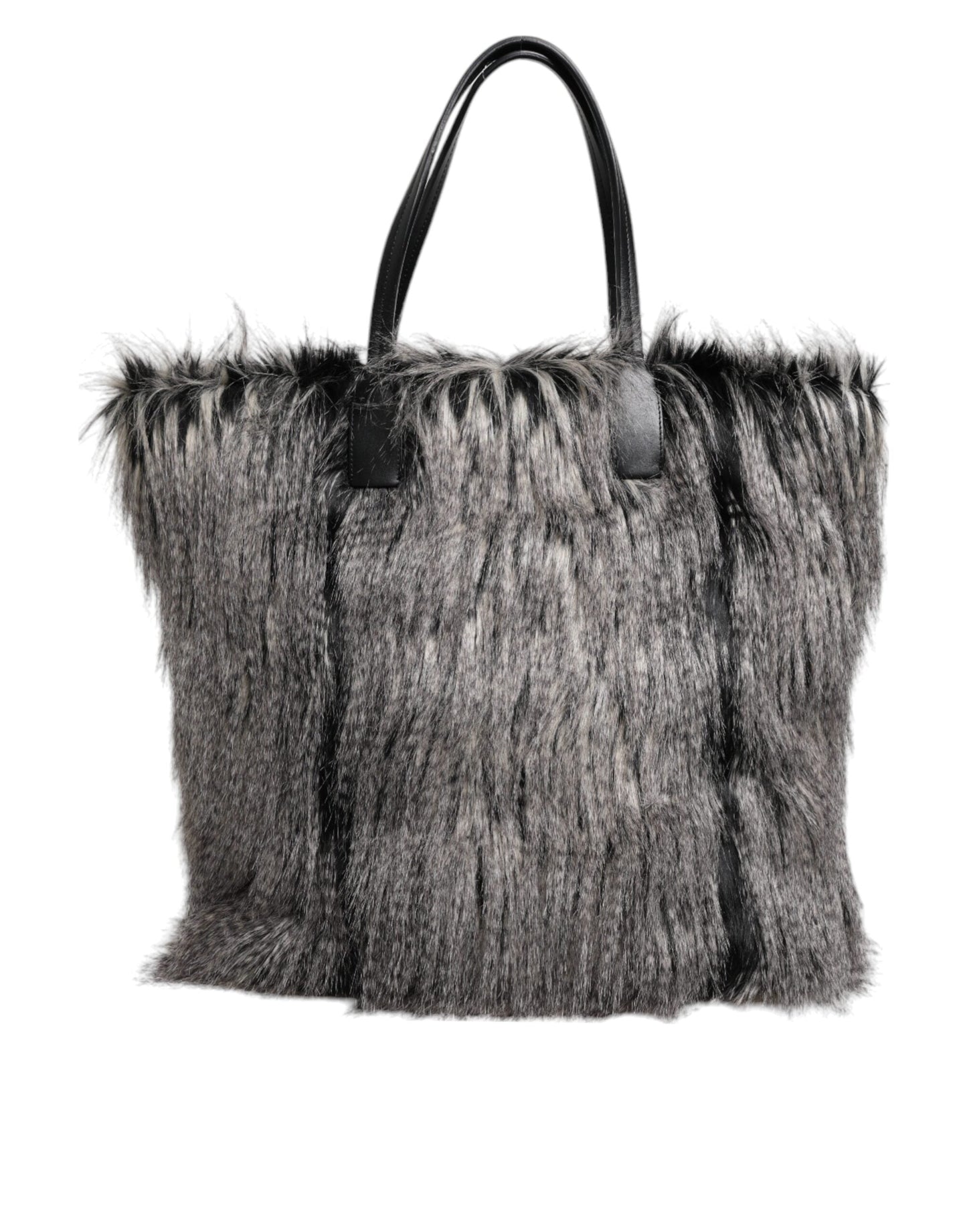 Dolce & Gabbana Black Oversize Faux Fur Shopping Tote Women's Bag (Pre-Owned)