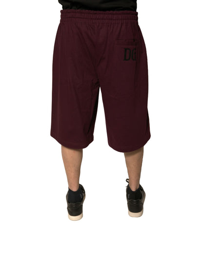 Dolce & Gabbana Maroon Cotton Mid Waist Bermuda Men's Shorts (Pre-Owned)
