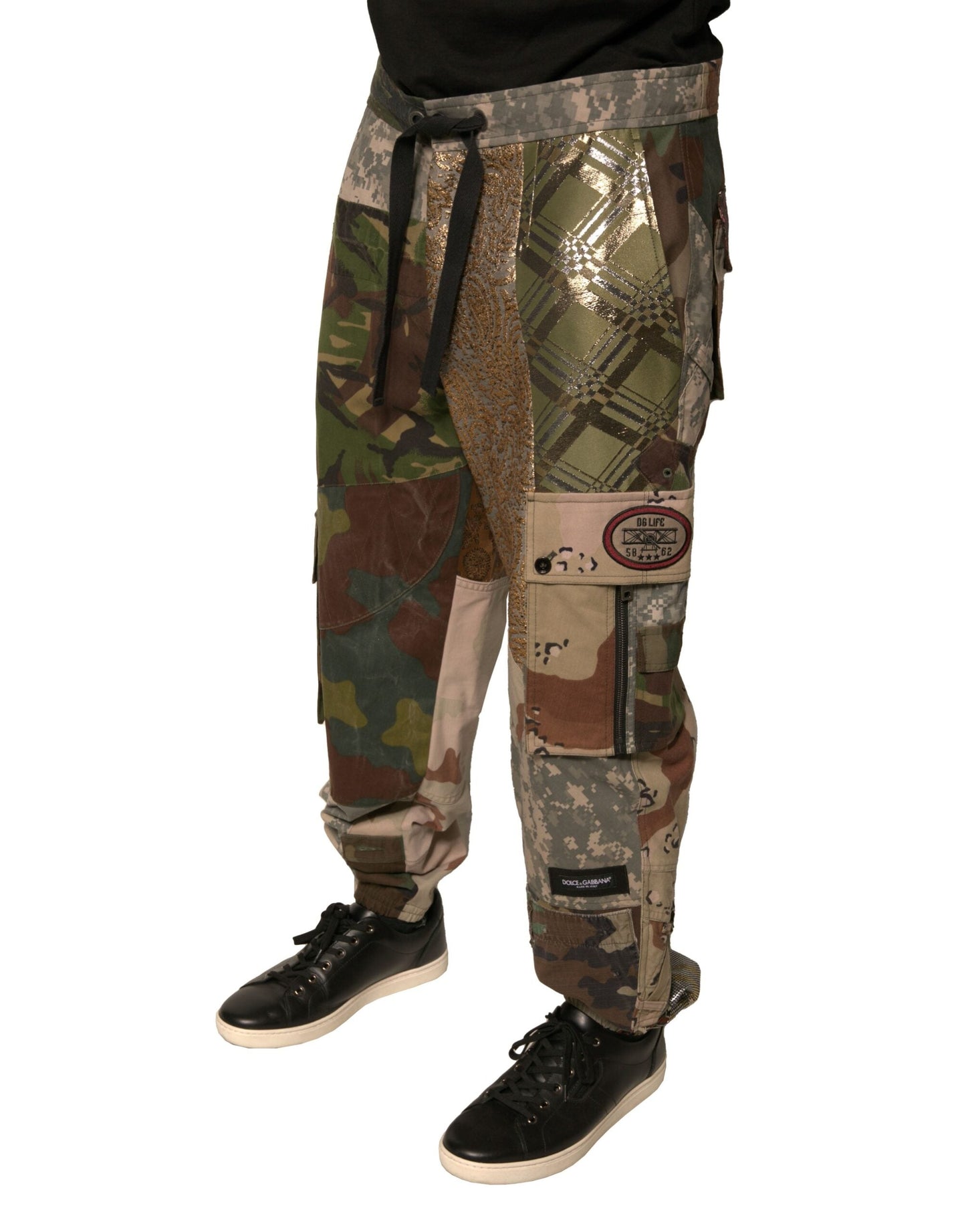 Dolce & Gabbana Multicolor Patchwork Men Jogger Men's Pants (Pre-Owned)