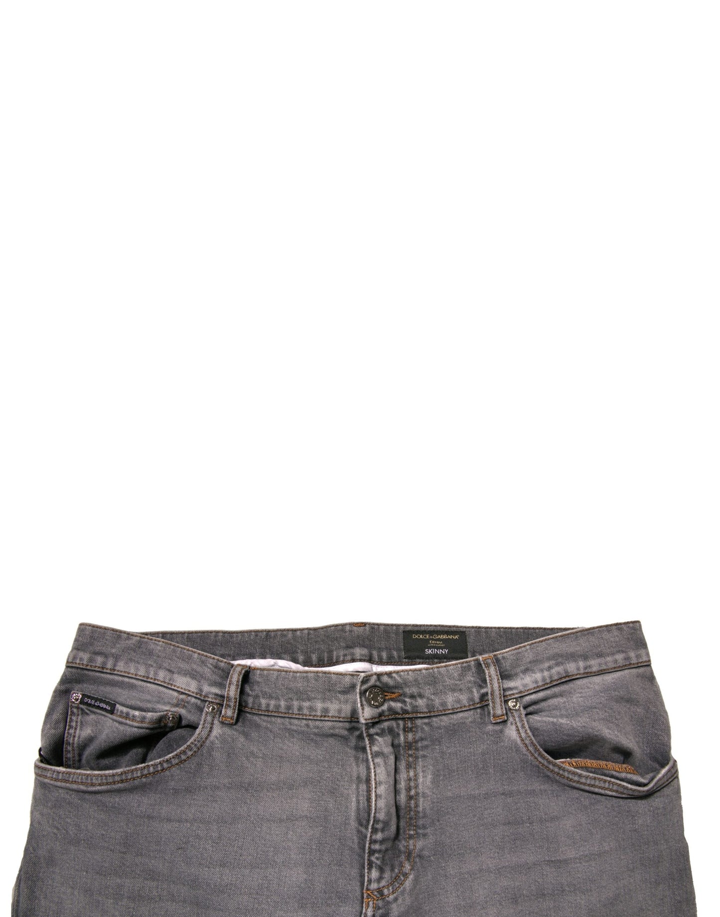 Dolce & Gabbana Gray Logo Cotton Stretch Skinny Denim Men's Jeans (Pre-Owned)